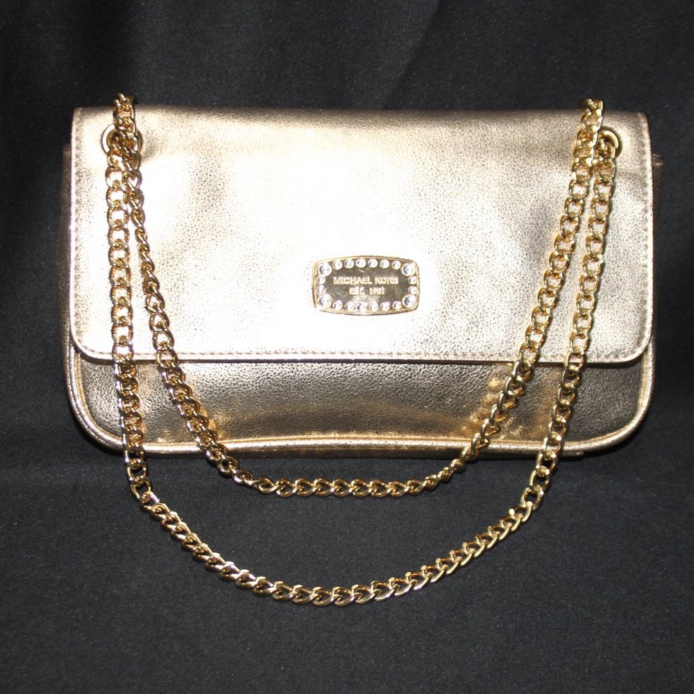 NWOT Michael Kors Gold Leather Shoulder Bag with Chain Strap